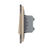 Intrerupator Simplu Mecanic Cap Cruce, 2 Module LIVOLO cu Rama din Sticla - Serie Noua, auriu, VL-FCMM10A-2AP - imagine 3