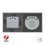Intrerupator simplu cap scara / cap cruce ZigBee + priza simpla Livolo ZigBee, Rama din sticla, Control de pe telefon, gri, VL-C701SZ/C7-C1EUZ-15 - imagine 3