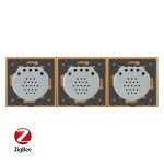 Intrerupator cu touch simplu+simplu+dublu LIVOLO din sticla, Protocol ZigBee, Control de pe telefon, auriu, VL-C701Z/C701Z/C702Z-13 - imagine 3