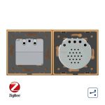 Intrerupator simplu cap scara / cap cruce ZigBee + priza simpla Livolo ZigBee, Rama din sticla, Control de pe telefon, auriu, VL-C701SZ/C7-C1EUZ-13 - imagine 3