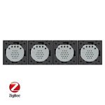 Intrerupator LIVOLO cu touch din sticla cu 4 intrerupatoare simple, Protocol ZigBee, Control de pe telefon, negru, BB-C7-4C1Z-12 - imagine 3