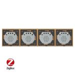Intrerupator LIVOLO cu touch din sticla cu 4 intrerupatoare simple, Protocol ZigBee, Control de pe telefon, auriu, BB-C7-4C1Z-13 - imagine 3