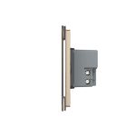 Intrerupator cvadruplu cap scara / cruce cu touch Livolo din sticla, standard Italian - Serie noua, auriu, VL-FC4S-3G-13 - imagine 3