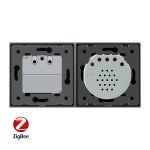 Intrerupator dublu ZigBee + priza simpla ZigBee Livolo, rama din sticla, Control de pe telefon, negru, VL-C702Z/C7-C1EUZ-12 - imagine 3