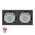 Intrerupator dublu + simplu cu touch Livolo din sticla, Protocol ZigBee, Control de pe telefon, negru, VL-C702Z/C701Z-12 - imagine 3