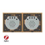Intrerupator dublu + simplu cu touch Livolo din sticla, Protocol ZigBee, Control de pe telefon, auriu, VL-C702Z/C701Z-13 - imagine 3