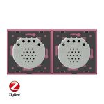 Intrerupator dublu + simplu cu touch Livolo din sticla, Protocol ZigBee, Control de pe telefon, roz, VL-C702Z/C701Z-17 - imagine 3