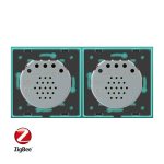 Intrerupator dublu + simplu cu touch Livolo din sticla, Protocol ZigBee, Control de pe telefon, verde, VL-C702Z/C701Z-18 - imagine 3