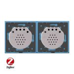 Intrerupator dublu + simplu cu touch Livolo din sticla, Protocol ZigBee, Control de pe telefon, albastru, VL-C702Z/C701Z-19 - imagine 3