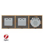 Intrerupator LIVOLO simplu ZigBee cu touch si 2 prize din sticla ZigBee, Control de pe telefon, auriu, VL-C701Z/C7-C2EUZ-13 - imagine 3