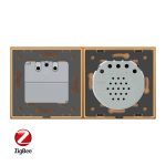 Intrerupator simplu ZigBee + priza simpla ZigBee, Livolo cu rama din sticla, Control de pe telefon, auriu, VL-C701Z/C7-C1EUZ-13 - imagine 3