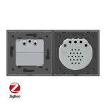 Intrerupator simplu ZigBee + priza simpla ZigBee, Livolo cu rama din sticla, Control de pe telefon, gri, VL-C701Z/C7-C1EUZ-15 - imagine 4