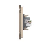 Priza Tripla cu Blank Livolo cu Rama din Sticla 2 Prize Schuko+TV/internet, Standard Italian - Serie Noua, auriu, VL-C9-C3EU/VC-13 - imagine 3