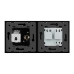 Priza dubla Livolo cu rama din sticla 1 priza Schuko+TV/internet, negru, VL-C7C2EU/VC-12 - imagine 3