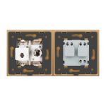 Priza dubla Livolo cu rama din sticla 1 priza Schuko+TV/internet, auriu, VL-C7C2EU/VC-13 - imagine 3