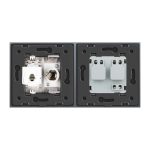 Priza dubla Livolo cu rama din sticla 1 priza Schuko+TV/internet, gri, VL-C7C2EU/VC-15 - imagine 3