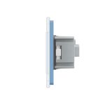 Priza simpla Livolo cu rama din sticla, albastru, VL-C7C1EU-19 - imagine 3