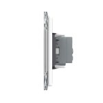 Priza tripla cu blank Livolo cu rama din sticla 6/7 module - standard Italian, alb, VL-C9-3C1EU-11 - imagine 3