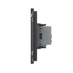 Priza tripla cu blank Livolo cu rama din sticla 6/7 module - standard Italian, negru, VL-C9-3C1EU-12 - imagine 3