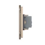 Priza tripla cu blank Livolo cu rama din sticla 6/7 module - standard Italian, auriu, VL-C9-3C1EU-13 - imagine 3