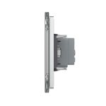 Priza tripla cu blank Livolo cu rama din sticla 6/7 module - standard Italian, gri, VL-C9-3C1EU-15 - imagine 3