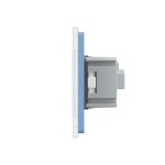 Priza tripla Livolo cu rama din sticla, albastru, VL-C7C3EU-19 - imagine 3