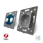 Intrerupator dublu cap scara / cap cruce, ZigBee + priza simpla Livolo ZigBee, rama din sticla, Control de pe telefon, gri, VL-C702SZ/C7-C1EUZ-15 - imagine 4