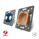 Intrerupator dublu cap scara / cap cruce, ZigBee + priza simpla Livolo ZigBee, rama din sticla, Control de pe telefon, auriu, VL-C702SZ/C7-C1EUZ-13 - imagine 4