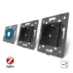 Intrerupator LIVOLO simplu ZigBee cap scara / cap cruce cu touch si 2 prize ZigBee din sticla, Control de pe telefon, negru, VL-C701SZ/C7-C2EUZ-12 - imagine 4