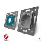 Intrerupator simplu cap scara / cap cruce ZigBee + priza simpla Livolo ZigBee, Rama din sticla, Control de pe telefon, gri, VL-C701SZ/C7-C1EUZ-15 - imagine 4