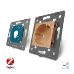 Intrerupator simplu cap scara / cap cruce ZigBee + priza simpla Livolo ZigBee, Rama din sticla, Control de pe telefon, auriu, VL-C701SZ/C7-C1EUZ-13 - imagine 4