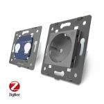Intrerupator dublu ZigBee + priza simpla ZigBee Livolo, rama din sticla, Control de pe telefon, gri, VL-C702Z/C7-C1EUZ-15 - imagine 4