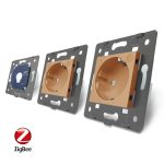 Intrerupator LIVOLO simplu ZigBee cu touch si 2 prize din sticla ZigBee, Control de pe telefon, auriu, VL-C701Z/C7-C2EUZ-13 - imagine 4