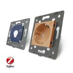 Intrerupator simplu ZigBee + priza simpla ZigBee, Livolo cu rama din sticla, Control de pe telefon, auriu, VL-C701Z/C7-C1EUZ-13 - imagine 4