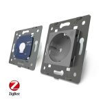 Intrerupator simplu ZigBee + priza simpla ZigBee, Livolo cu rama din sticla, Control de pe telefon, gri, VL-C701Z/C7-C1EUZ-15 - imagine 3