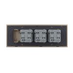 Priza tripla cu blank Livolo cu rama din sticla 6/7 module - standard Italian, auriu, VL-C9-3C1EU-13 - imagine 4
