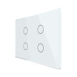 Intrerupator cvadruplu cap scara / cap cruce cu touch Livolo din sticla, standard Italian, protocol ZigBee - Serie noua, alb, VL-FC4SZ-3G-11
