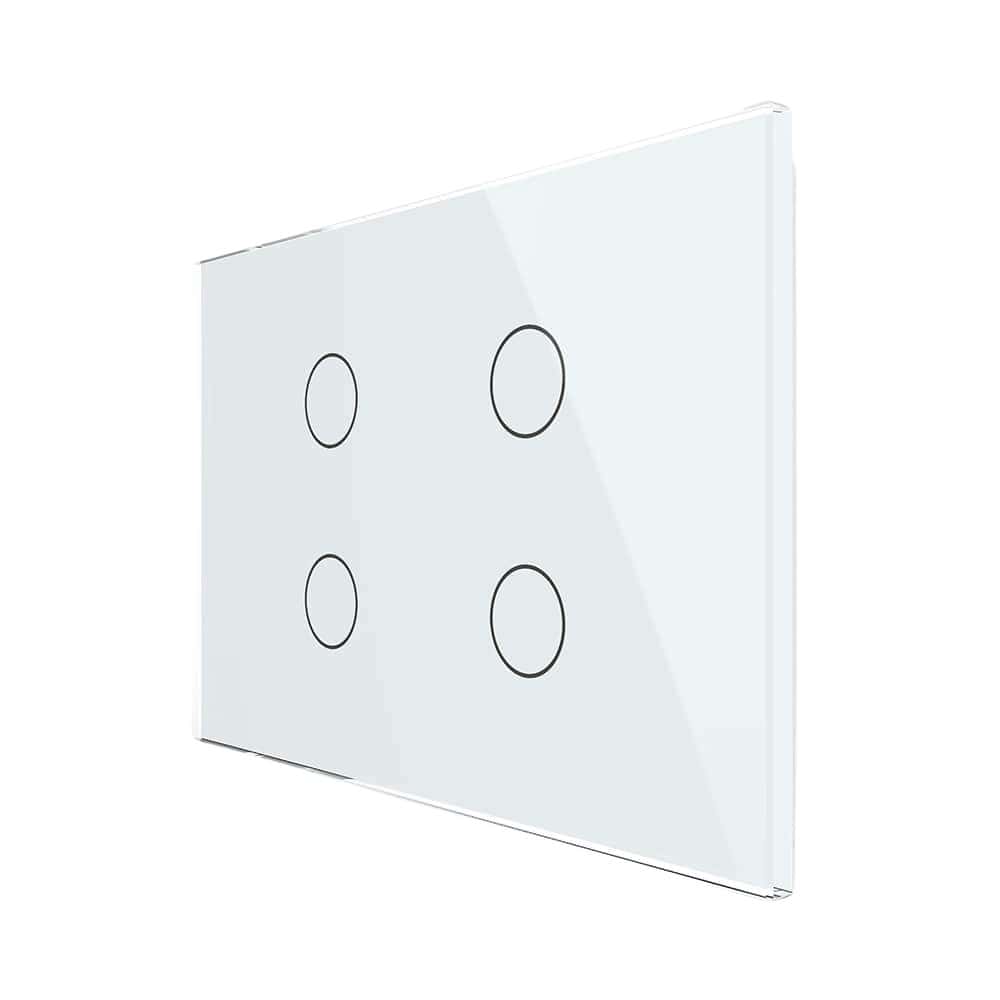 Intrerupator cvadruplu cap scara / cap cruce cu touch Livolo din sticla, standard Italian, protocol ZigBee - Serie noua, alb, VL-FC4SZ-3G-11