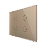 Intrerupator cvadruplu cap scara / cap cruce cu touch Livolo din sticla, standard Italian, protocol ZigBee - Serie noua, auriu, VL-FC4SZ-3G-13