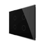 Intrerupator cvadruplu cap scara / cap cruce cu touch Livolo din sticla, standard Italian, protocol ZigBee - Serie noua, negru, VL-FC4SZ-3G-12