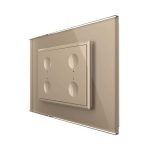 Intrerupator cvadruplu cap scara / cap cruce cu touch Livolo cu rama din sticla, standard Italian - Serie noua, auriu, VL-FC4S-3AP-13