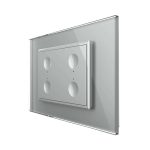 Intrerupator cvadruplu cu touch Livolo cu rama din sticla, standard Italian - Serie noua, gri, VL-FC4-3IP-15