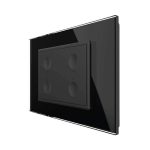 Intrerupator cvadruplu cu touch Livolo cu rama din sticla, standard Italian - Serie noua, negru, VL-FC4-3BP-12