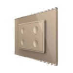 Intrerupator cvadruplu cap scara / cap cruce cu touch Livolo cu rama din sticla, standard Italian, protocol ZigBee - Serie noua, auriu, VL-FC4SZ-3AP-13