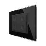 Intrerupator cvadruplu cap scara / cap cruce cu touch Livolo cu rama din sticla, standard Italian, protocol ZigBee - Serie noua, negru, VL-FC4SZ-3BP-12