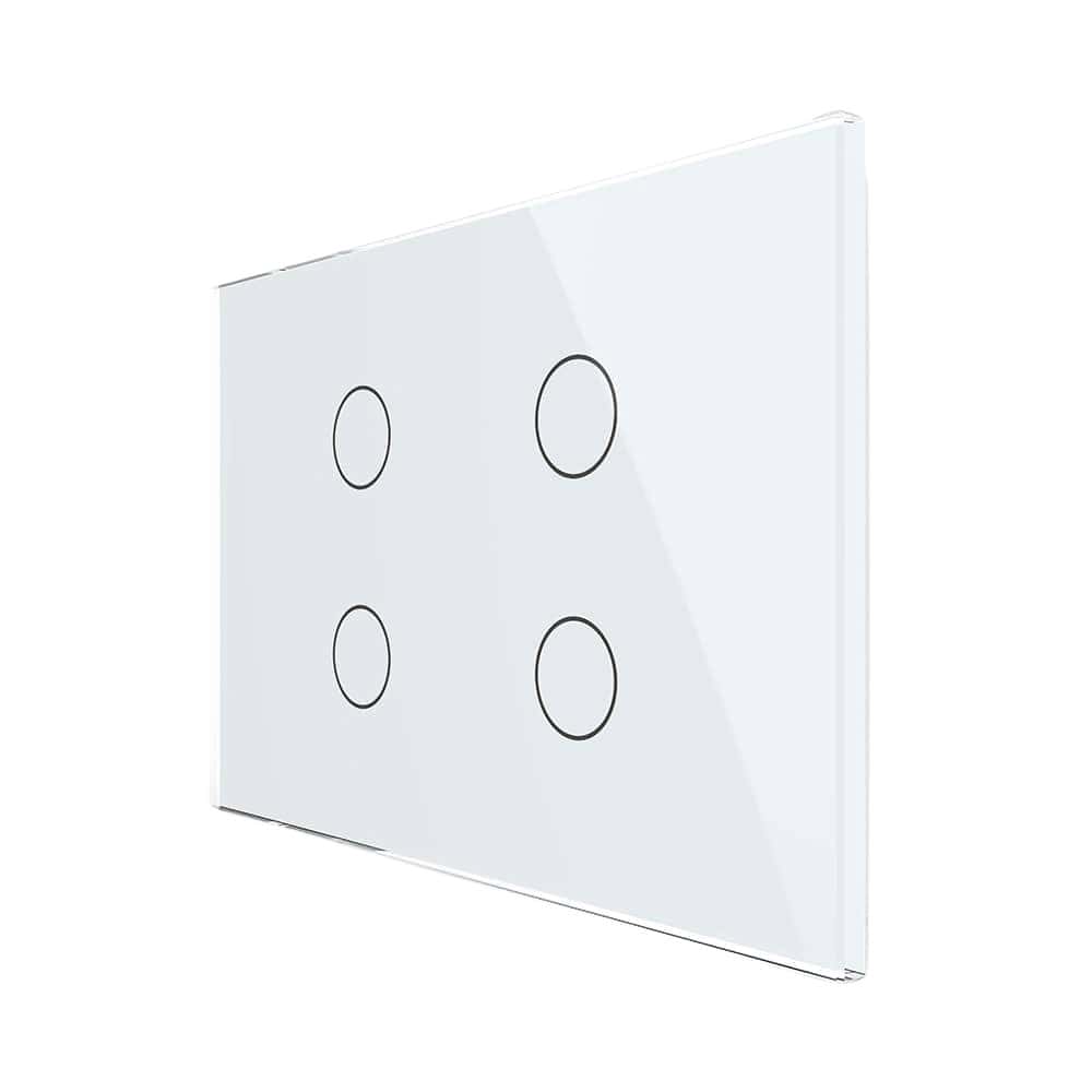 Intrerupator cvadruplu cu touch Livolo din sticla, standard Italian, protocol ZigBee - Serie noua, alb, VL-FC4Z-3G-11