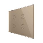 Intrerupator cvadruplu cu touch Livolo din sticla, standard Italian, protocol ZigBee - Serie noua, auriu, VL-FC4Z-3G-13