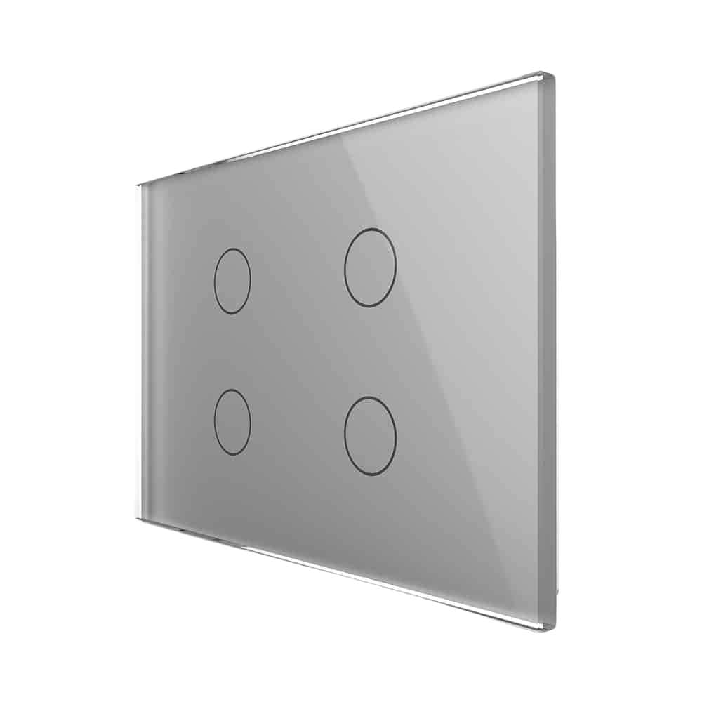 Intrerupator cvadruplu cu touch Livolo din sticla, standard Italian, protocol ZigBee - Serie noua, gri, VL-FC4Z-3G-15