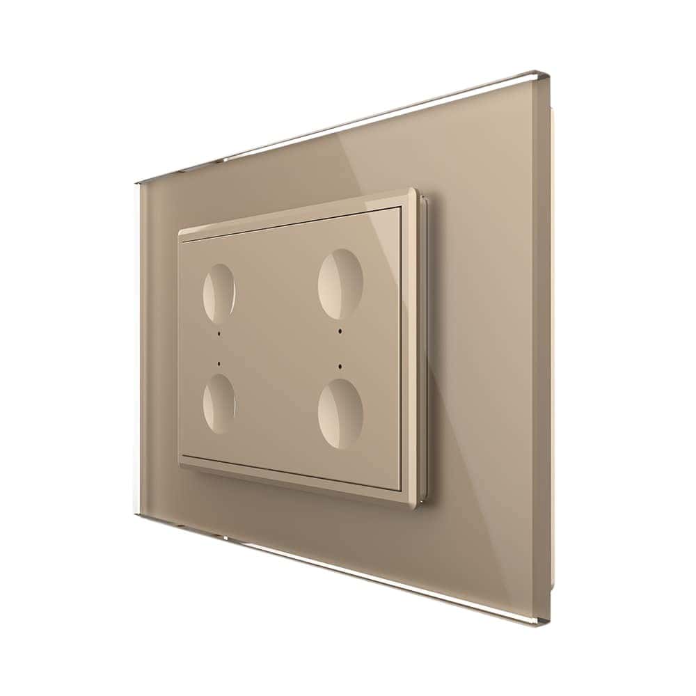 Intrerupator cvadruplu cu touch Livolo cu rama din sticla, protocol ZigBee, standard Italian - Serie noua, auriu, VL-FC4Z-3AP-13
