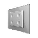 Intrerupator cvadruplu cu touch Livolo cu rama din sticla, protocol ZigBee, standard Italian - Serie noua, gri, VL-FC4Z-3IP-15
